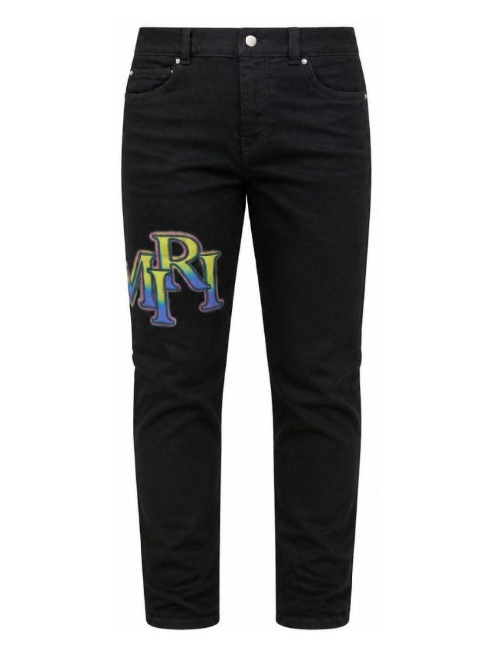 Jeans per bambino Amiri Kids neri con stampa logo sul davanti ACBMJE1003 686 AMIRI KIDS 
