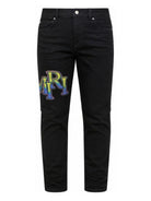 Jeans per bambino Amiri Kids neri con stampa logo sul davanti ACBMJE1003 686 AMIRI KIDS 