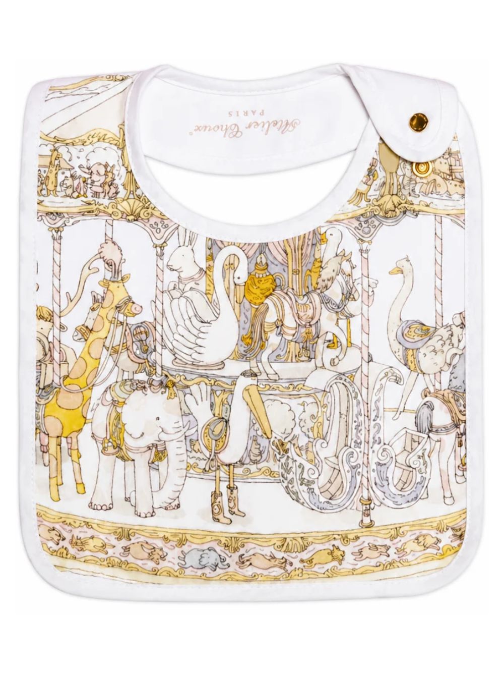 Bavaglino per neonati Atelier Choux bianco con stampa carosello BI-CS-CAR P-U ATELIER CHOUX PARIS KIDS 