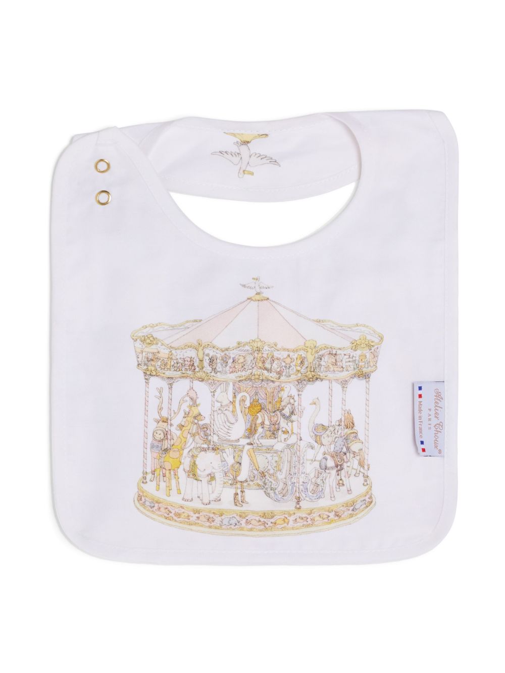 Bavaglino per neonati Atelier Choux bianco con stampa carosello BI-CS-CAR P-U ATELIER CHOUX PARIS KIDS 