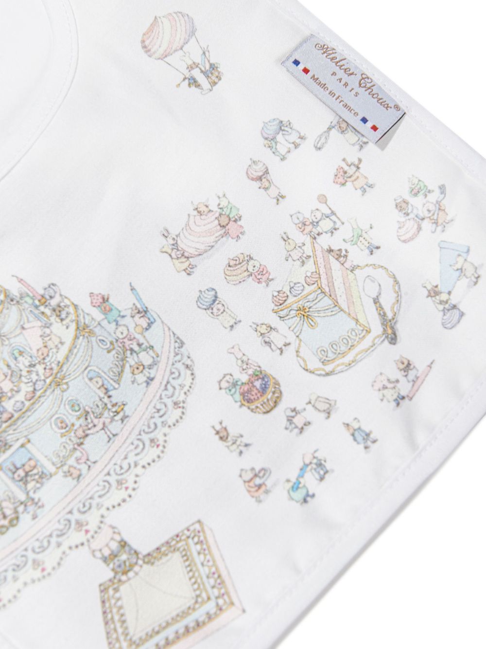 Bavaglino per neonati Atelier Choux Paris bianco con stampa grafica torta BI-CS-LEG A-U ATELIER CHOUX PARIS KIDS 