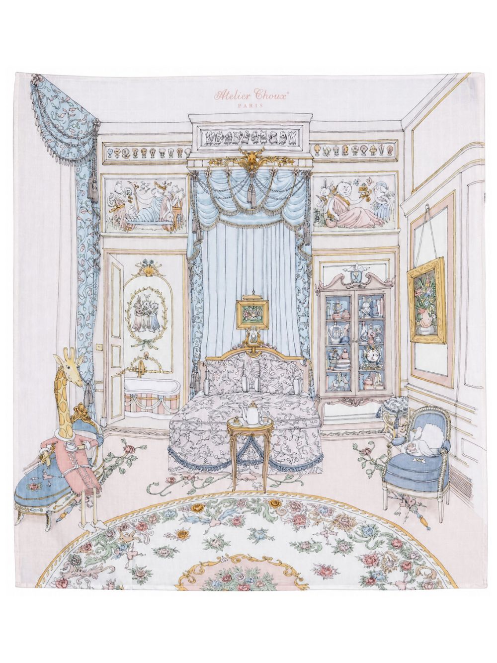 Coperta per neonati Atelier Choux Paris multicolore con illustrazione "Stanza Francese" CA-CQ-FRB N-U ATELIER CHOUX PARIS KIDS 