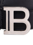 Cintura in pelle bambino Balmain Kids nera con placca logo BX0P21 Z1371 930AG BALMAIN KIDS 