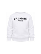 Felpa per bambino Balmain Kids bianca con stampa logo sul davanti BX4P10 Z3183 100NE BALMAIN KIDS 