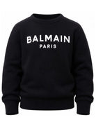 Felpa per bambino Balmain Kids nera con stampa logo sul davanti BX4P10 Z3183 930BC BALMAIN KIDS 