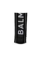 Sciarpa per bambino Balmain Kids nera con logo e bordi sfrangiati BY0R13 Z3649 930BC BALMAIN KIDS 