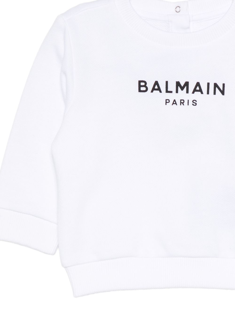Felpa per neonati Balmain Kids bianca con stampa logo sul davanti BY4580 Z3183 100NE BALMAIN KIDS 