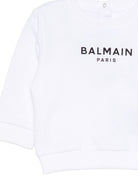 Felpa per neonati Balmain Kids bianca con stampa logo sul davanti BY4580 Z3183 100NE BALMAIN KIDS 