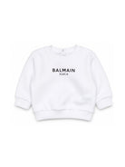 Felpa per neonati Balmain Kids bianca con stampa logo sul davanti BY4580 Z3183 100NE BALMAIN KIDS 