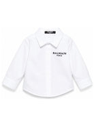 Camicia da neonato Balmain Kids bianca con logo ricamato BY5530 P0562 100NE BALMAIN KIDS 