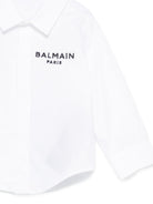 Camicia da neonato Balmain Kids bianca con logo ricamato BY5530 P0562 100NE BALMAIN KIDS 