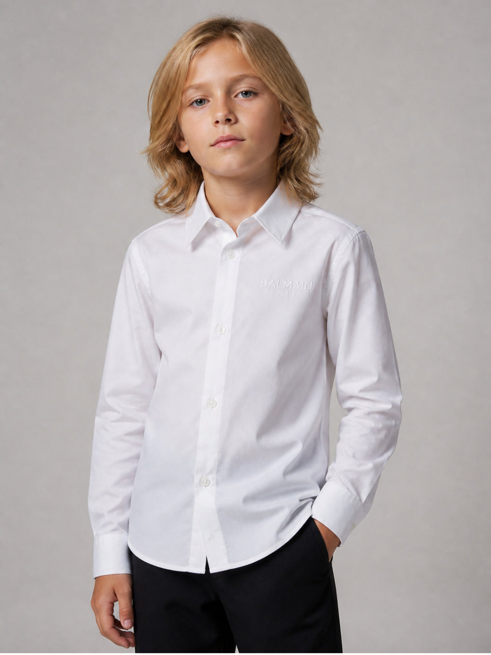Camicia per bambino Balmain Kids bianca con colletto classico BY5P60 P0562 100NE BALMAIN KIDS 