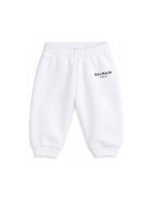 Pantaloni per neonati Balmain Kids bianchi con logo sul davanti BY6610 Z3183 100NE BALMAIN KIDS 
