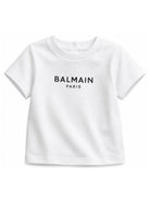 T-shirt da neonato balmain Kids bianca con stampa logo BY8631 Z3672 100NE BALMAIN KIDS 