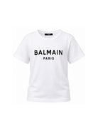 T-shirt per bambino Balmain Kids bianca con logo sul davanti BY8R11 Z3672 100NE BALMAIN KIDS 
