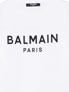 T-shirt per bambino Balmain Kids bianca con logo sul davanti BY8R11 Z3672 100NE BALMAIN KIDS 