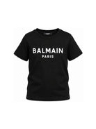 T-shirt per bambino Balmain Kids nera con logo sul davanti BY8R11 Z3672 930BC BALMAIN KIDS 