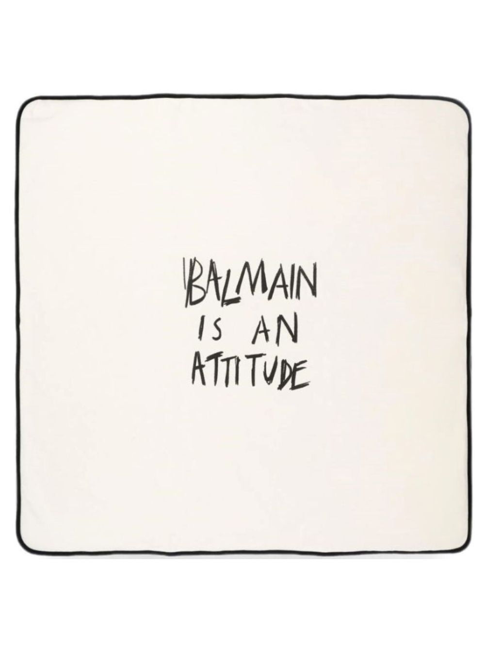 Coperta per neonati Balmain Kids bianca con scritta "Balmain is an attitude" sul davanti BZ0310 Z3672 102NE BALMAIN KIDS 