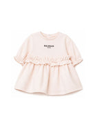 Abito per neonata Balmain Kids rosa con logo sul davanti BZ1050 Z3183 508NE BALMAIN KIDS 