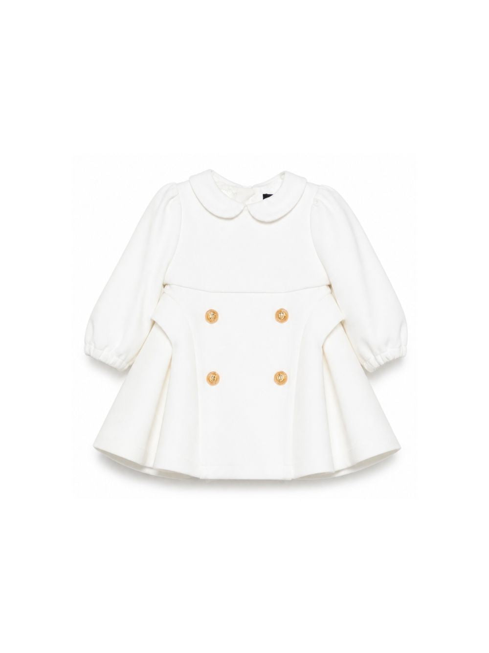Abito per neonata Balmain Kids bianco con dettaglio bottoni color oro BZ1100 J0371 100OR BALMAIN KIDS 