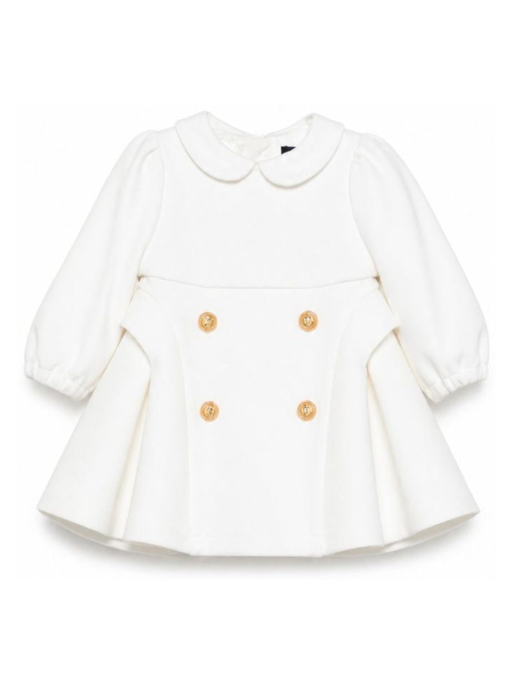 Abito per neonata Balmain Kids bianco con dettaglio bottoni color oro BZ1100 J0371 100OR BALMAIN KIDS 
