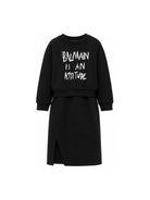 Abito per bambina Balmain Kids nero con design a strati BZ1A00 Z3183 930BC BALMAIN KIDS 