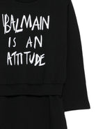 Abito per bambina Balmain Kids nero con design a strati BZ1A00 Z3183 930BC BALMAIN KIDS 