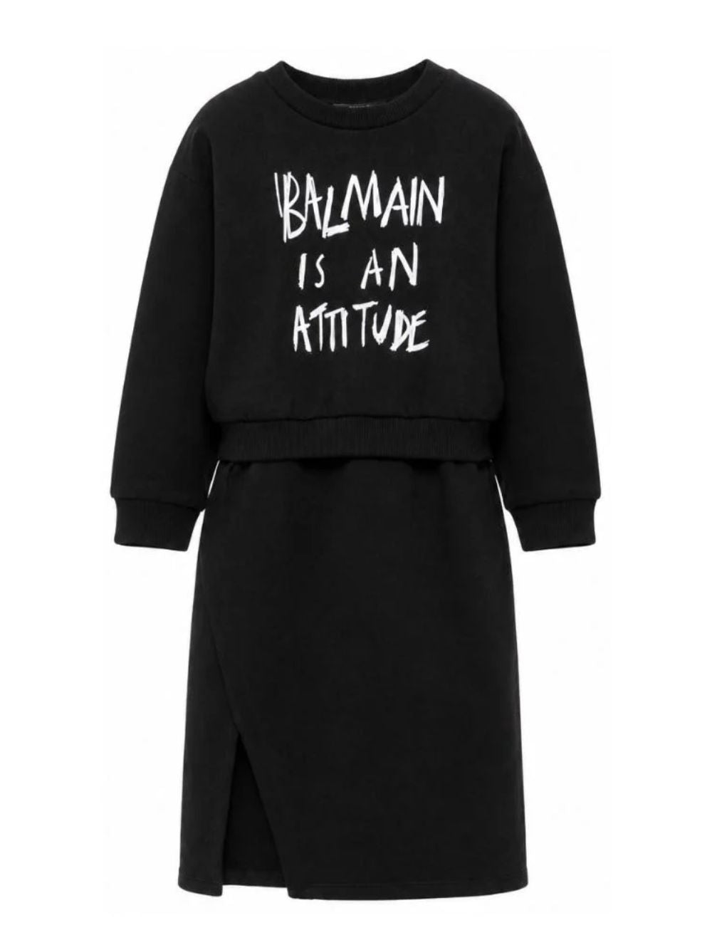 Abito per bambina Balmain Kids nero con design a strati BZ1A00 Z3183 930BC BALMAIN KIDS 