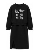Abito per bambina Balmain Kids nero con design a strati BZ1A00 Z3183 930BC BALMAIN KIDS 