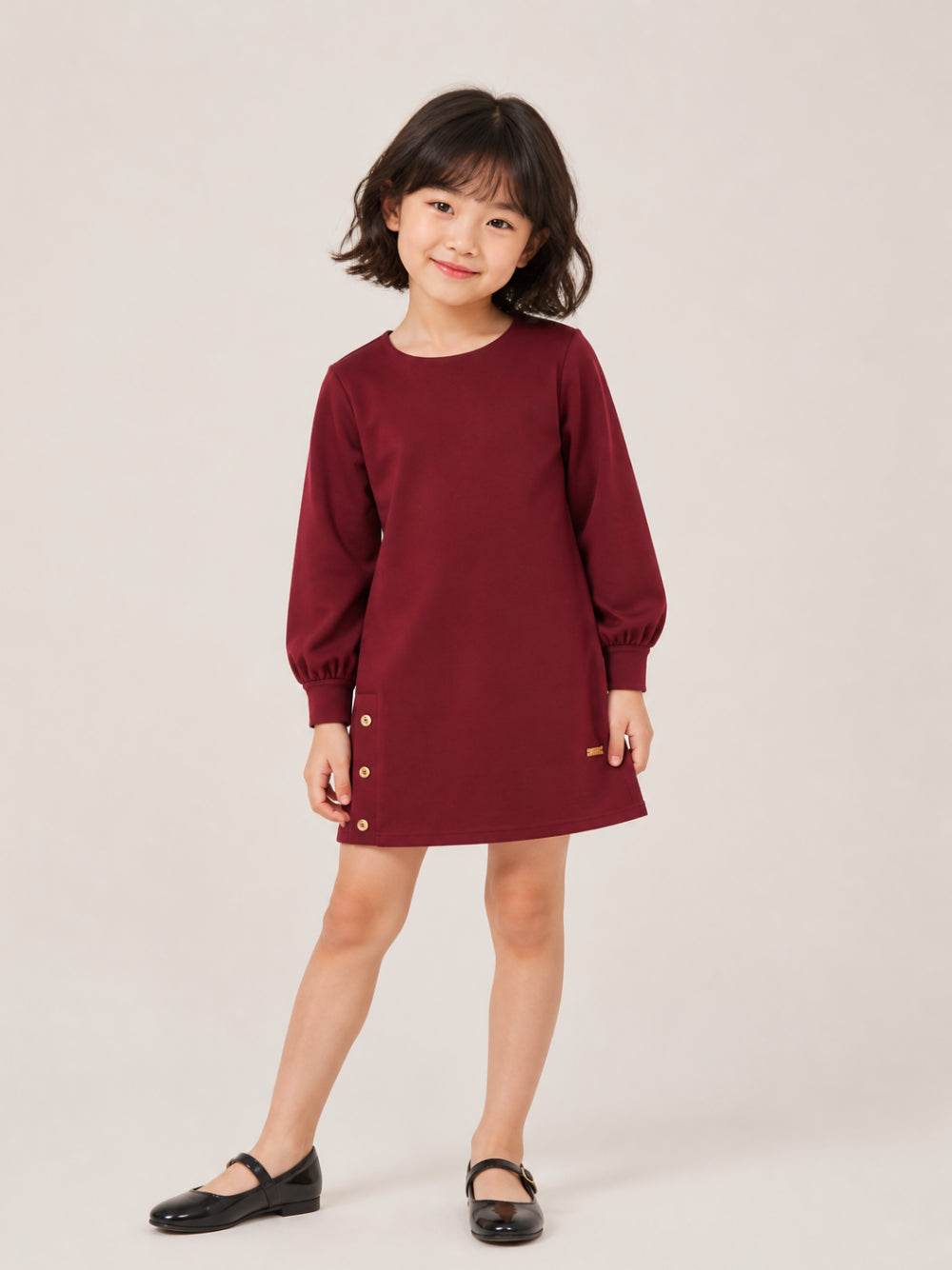 Abito per bambina Balmain Kids rosso con placca logo color oro BZ1B00 J0371 530OR BALMAIN KIDS 