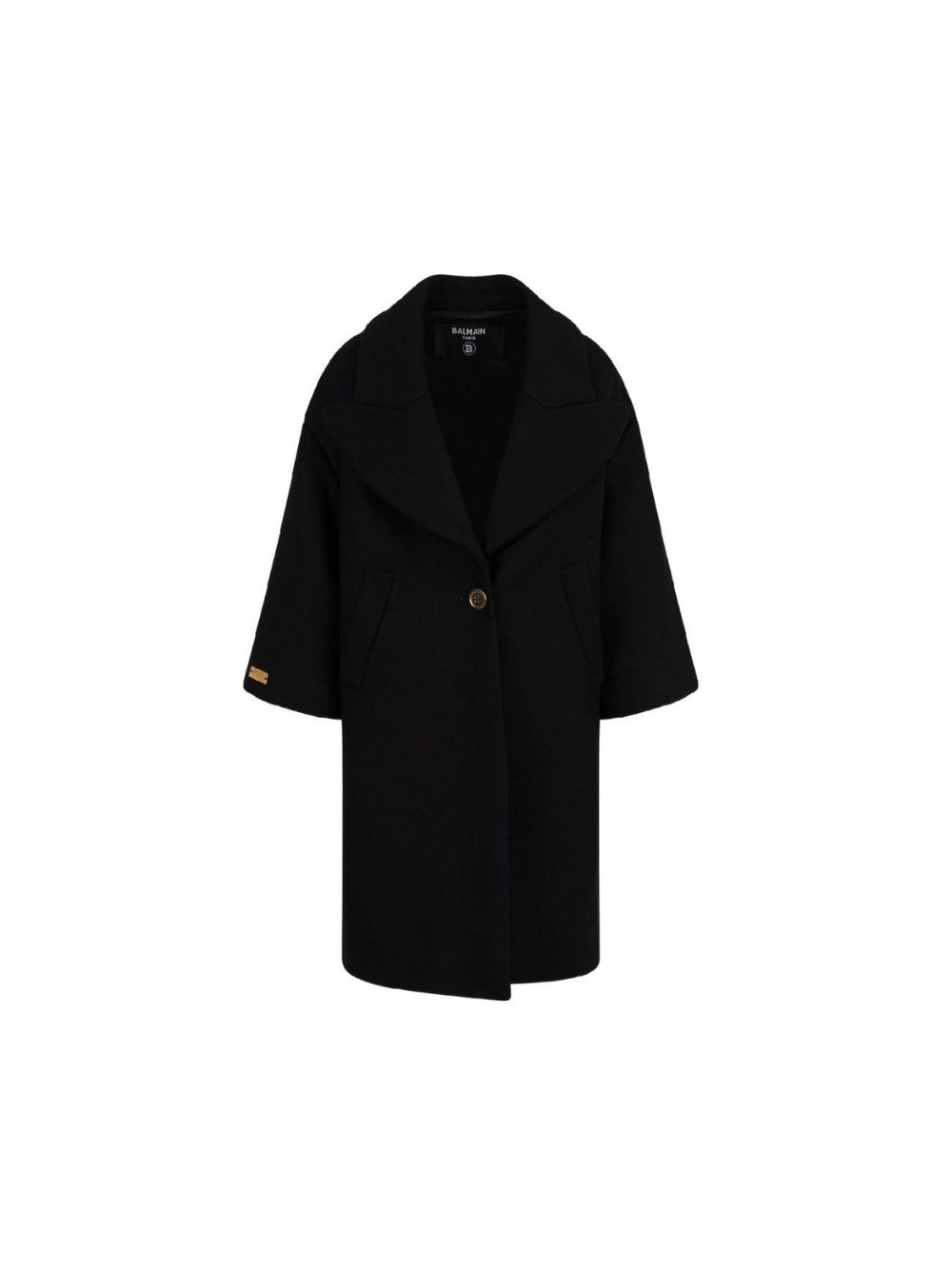Cappotto per bambina Balmain Kids nero con revers oversize BZ2A40 E0169 930OR BALMAIN KIDS 