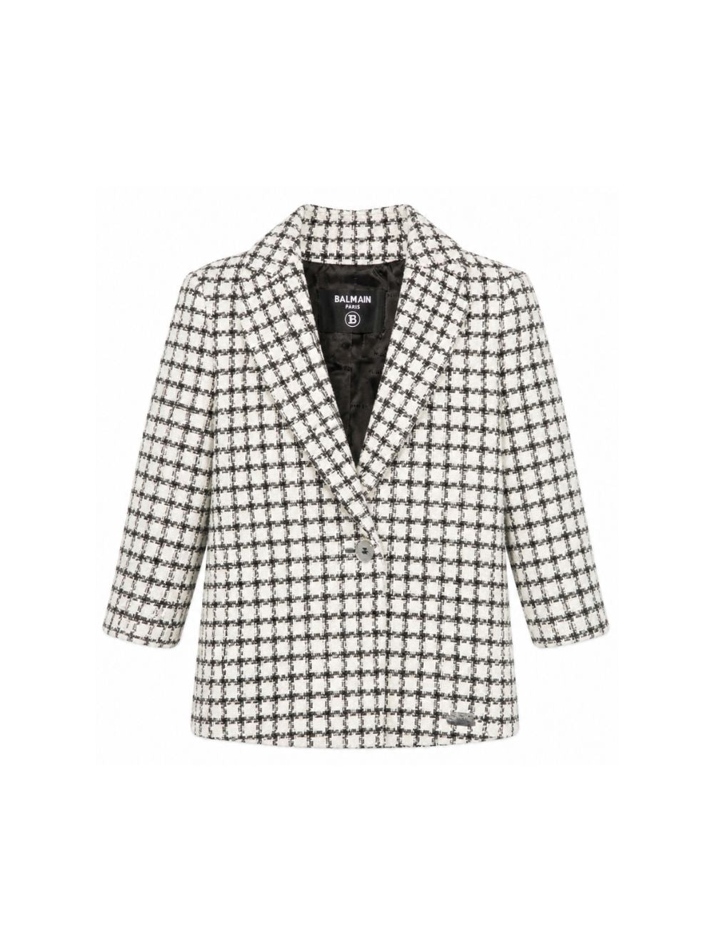 Blazer per bambina Balmain Kids bianco e nero con design in tweed BZ2A94 E0253 102AG BALMAIN KIDS 
