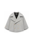 Blazer per bambina Balmain Kids grigio in doppiopetto con maniche ampie BZ2H10 E0254 806OR BALMAIN KIDS 