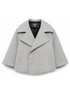 Cappotto per bambina Balmain Kids grigio in doppiopetto con maniche ampie BZ2H10 E0254 806OR BALMAIN KIDS 