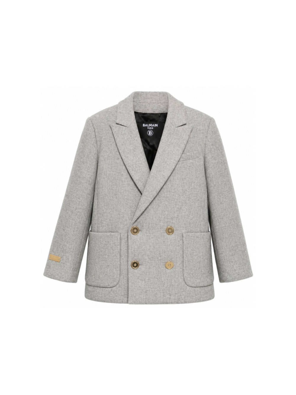 Cappotto per bambino Balmain Kids grigio con revers a punta BZ2H24 I0341 806OR BALMAIN KIDS 