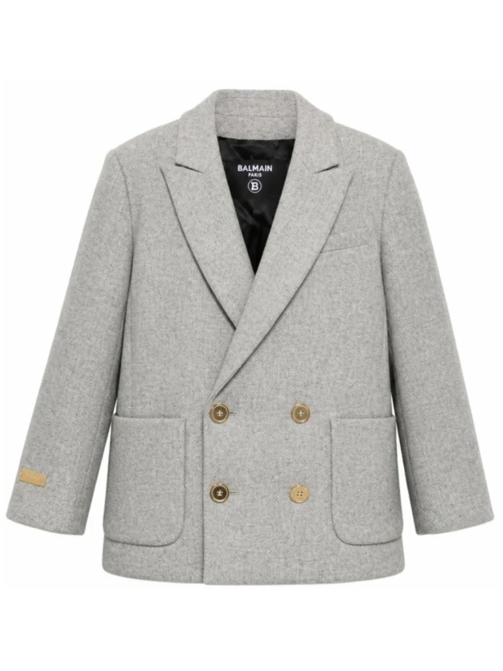 Cappotto per bambino Balmain Kids grigio con revers a punta BZ2H24 I0341 806OR BALMAIN KIDS 
