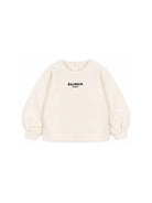Felpa per neonato Balmain Kids bianca avorio con stampa logo sul davanti BZ4010 Z3183 102NE BALMAIN KIDS 