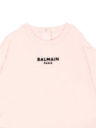 Felpa per neonata Balmain Kids rosa con stampa grafica sul davanti BZ4010 Z3183 508NE BALMAIN KIDS 