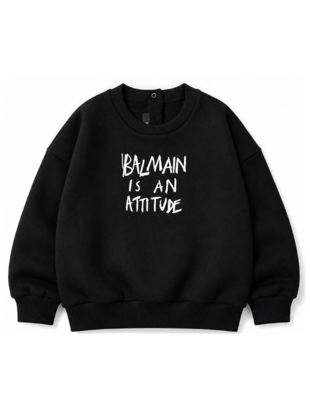 Maglione per neonato Balmain Kids nero con slogan stampato sul davanti BZ4360 Z3183 930BC BALMAIN KIDS 