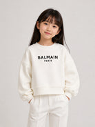 Felpa per bambini Balmain Kids bianca con logo stampato sul davanti BZ4A50 Z3728 102NE BALMAIN KIDS 