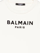 Felpa per bambini Balmain Kids bianca con logo stampato sul davanti BZ4A50 Z3728 102NE BALMAIN KIDS 
