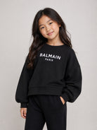 Felpa per bambina Balmain Kids nera con logo sul davanti BZ4A50 Z3728 930BC BALMAIN KIDS 