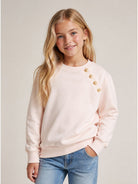 Felpa per bambina Balmain Kids rosa con bottoni decorati BZ4B30 Z3183 508OR BALMAIN KIDS 