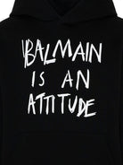 Felpa per bambino Balmain Kids nera con stampa slogan BZ4H00 Z3183 930BC BALMAIN KIDS 