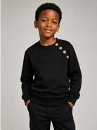 Felpa per bambino Balmain Kids nero con dettaglio con bottoni oro BZ4I10 Z3183 930OR BALMAIN KIDS 