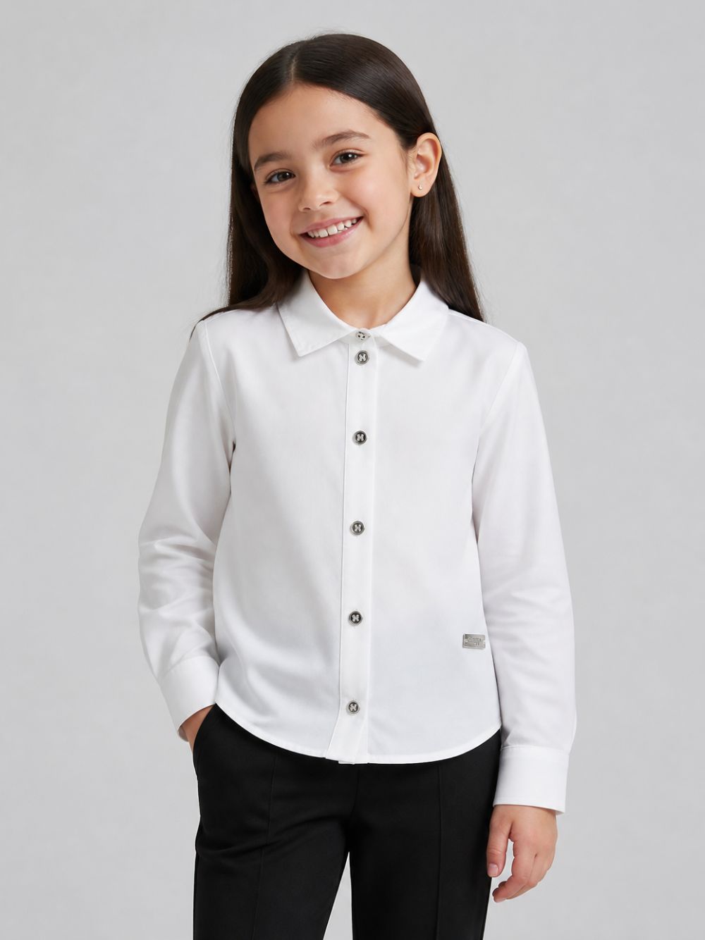 Camicia per bambina Balmain Kids bianca con colletto classico BZ5A50 K0005 101AG BALMAIN KIDS 