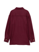 Camicia per bambino Balmain Kids bordeaux con logo sul colletto frontale BZ5H10 I0339 530OR BALMAIN KIDS 
