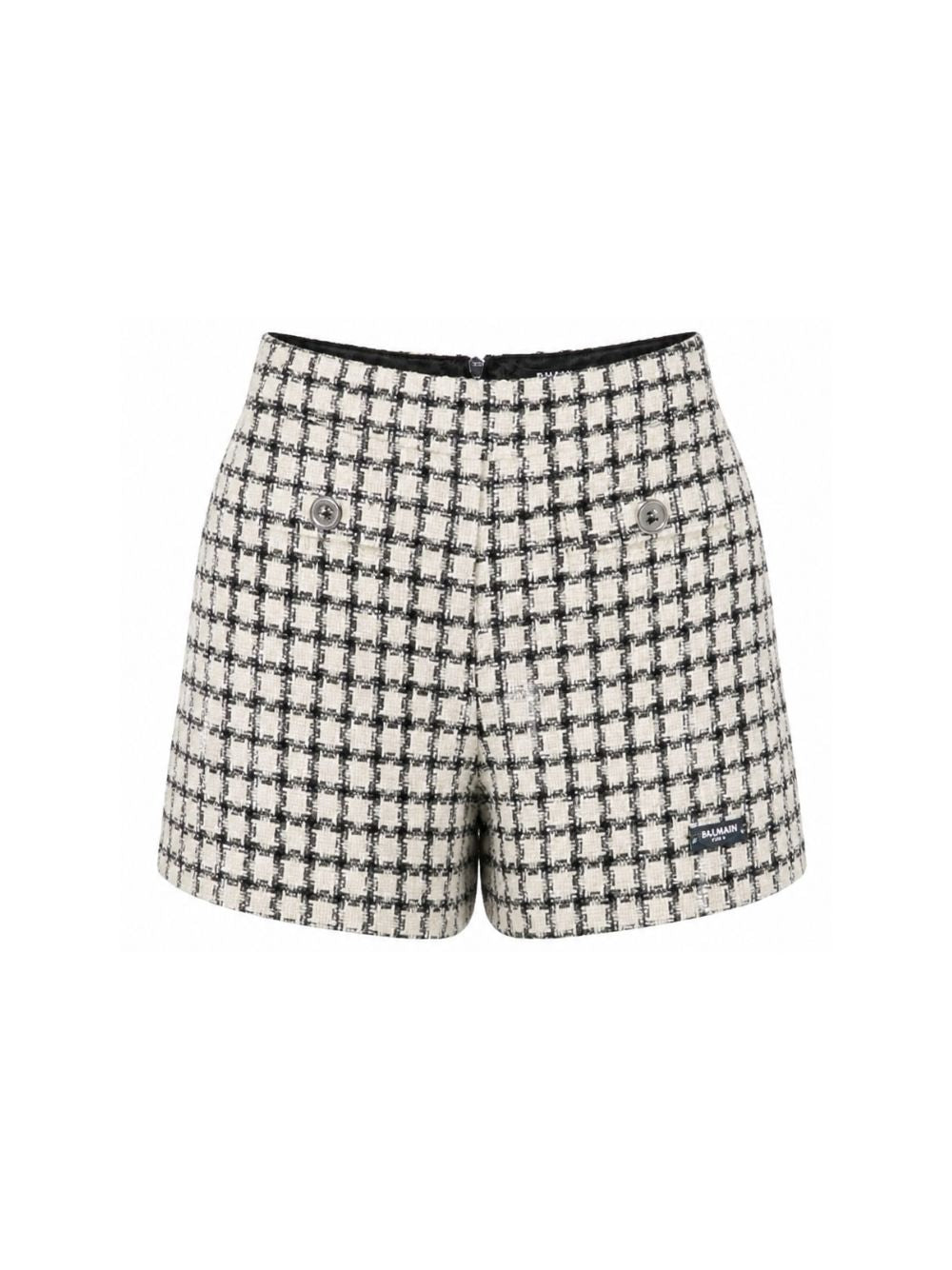 Shorts per bambina Balmain Kids bianco e neri con motivo a quadri BZ6B51 E0253 102AG BALMAIN KIDS 