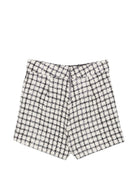 Shorts per bambina Balmain Kids bianco e neri con motivo a quadri BZ6B51 E0253 102AG BALMAIN KIDS 