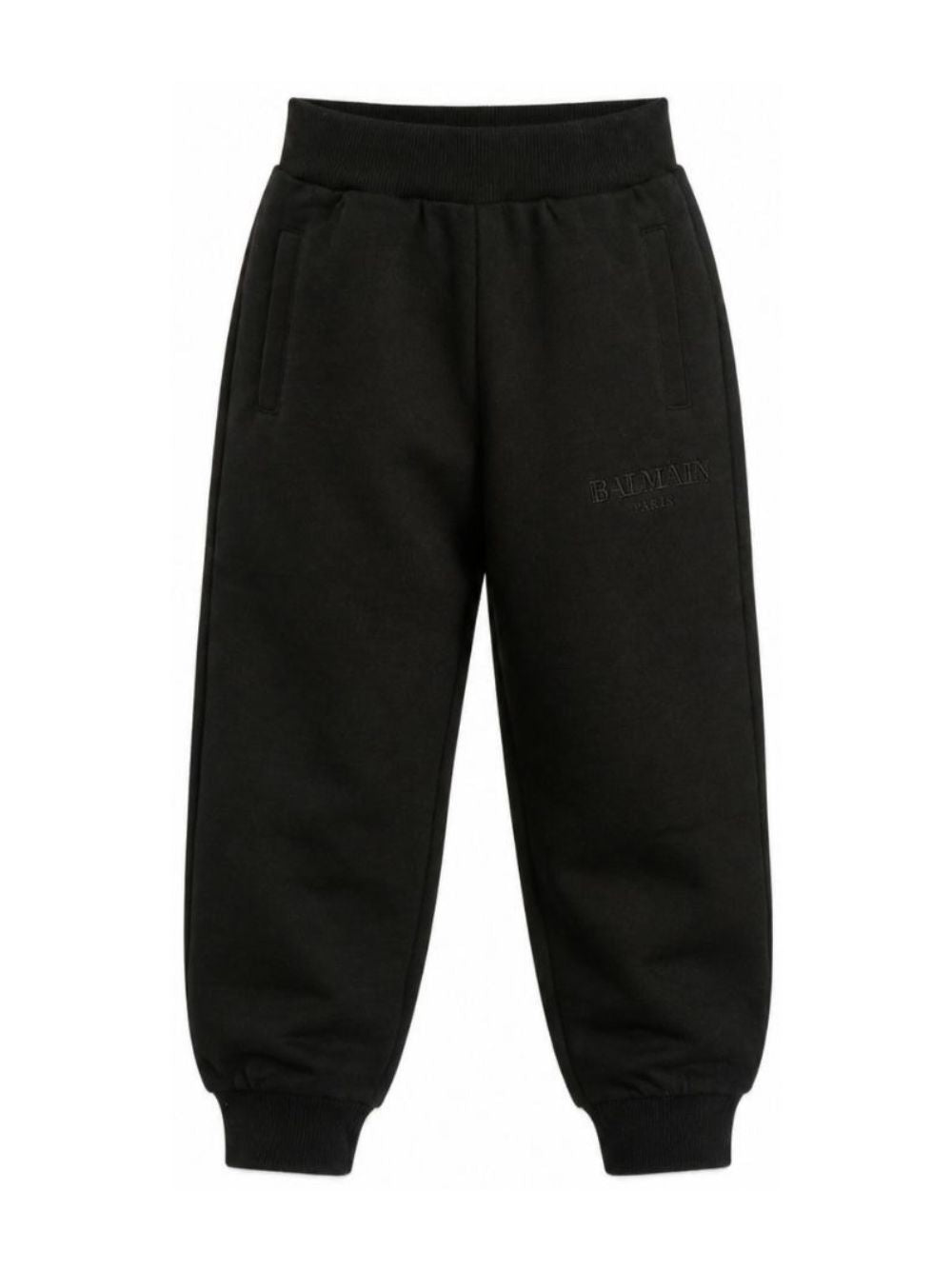 Pantaloni per bambino Balmain Kids neri con logo ricamato sul davanti BZ6I00 Z3183 930 BALMAIN KIDS 